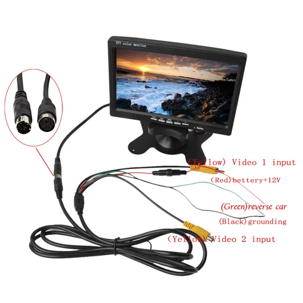 Rear Car Bus HD TFT Built-in Input RV Reverse 7 Trucks Backup View For Speaker HD Camera moobody Inch Display 1024x600 Monitor AV Trailer Screen Screen Display Monitor