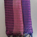 '- Striped Thin Tricolor Vegan Purple Shawl Silk