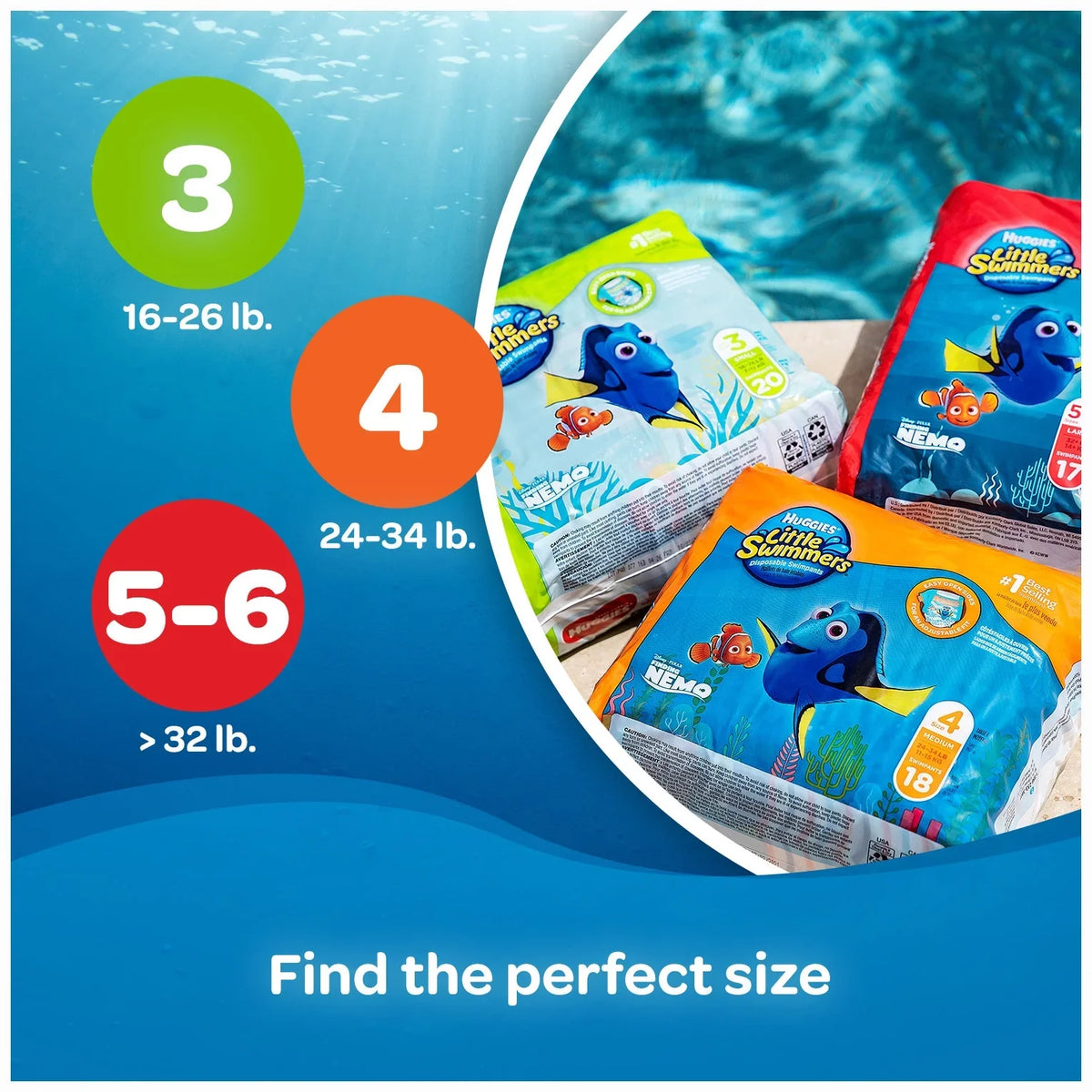 Large, Swim Ct Little Huggies Swimmers 34 5-6 Size Diapers,