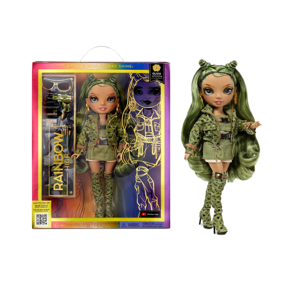 Fashion Olivia, Kids Green Collectors Gift & Doll, Accessories. High Old and 10+ 4-12 Outfit Camo Rainbow Colorful Years Play