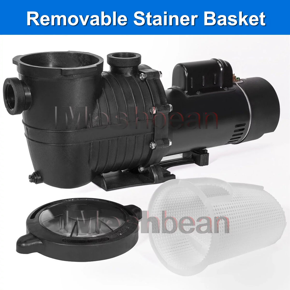 6000GPH, In-ground Max 69FT, Basket Pool w/ Pool Ground Pump, Motor 110V-230V, Water Above Circulation, Strainer and Inground iMeshbean Pool for Swimming Swimming 1.5HP Head