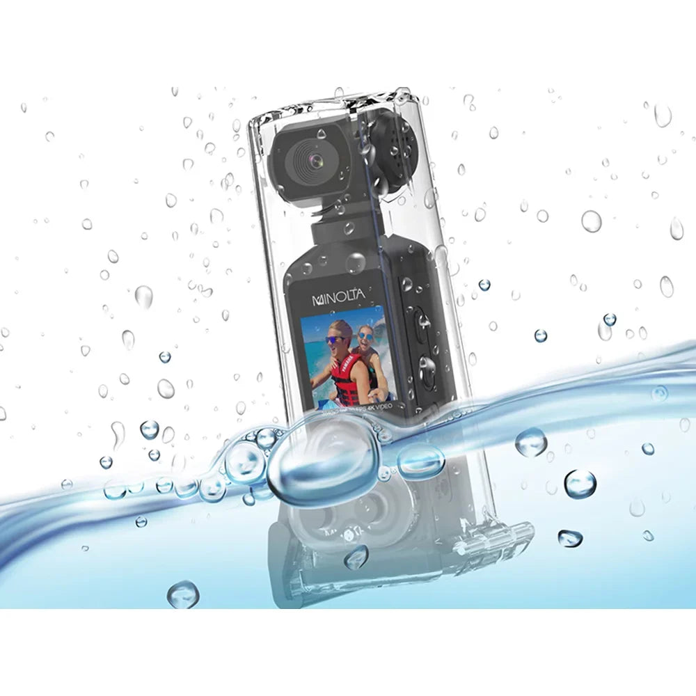 Housing Pocket 4K Minolta (Black) MN4KP1 HD Camcorder Waterproof & w/WiFi Ultra
