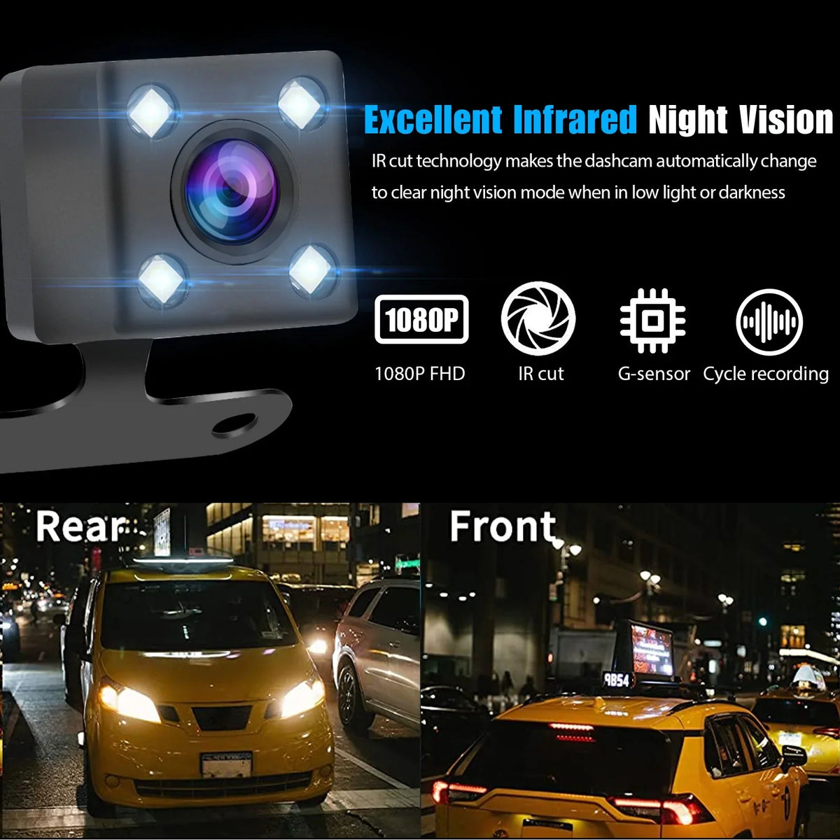 and Wide-Angle View Camera, Cars, for Cam Lens Dash with EEEkit Dash Night Car 7inch Screen Touch 170° Camera G-Sensor, 1080P Mirror Rear Mirror Front Dual Vision, Camera Motion Detection,