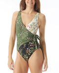 Vince Surplus Tie US BLACK Printed Swimsuit, One-Piece Wrap Camuto 6