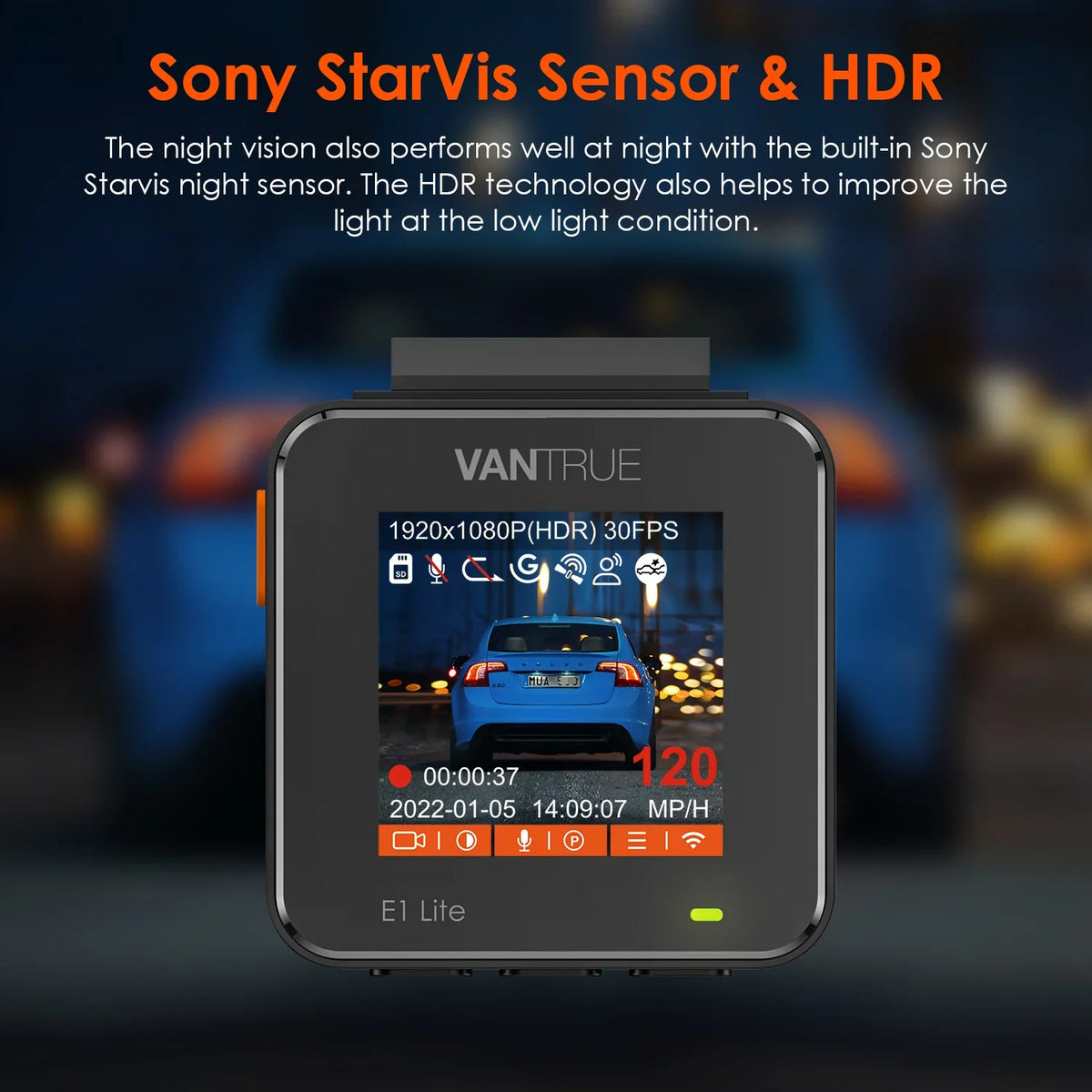 camera Mode, Cam 1920 Support Control Dual G-Sensor, Compact WiFi Car Vantrue 160° Lite) W Dash 512GB with Mini 1080P, Voice Wide X Parking (E1 24/7 Max GPS System, Angle,