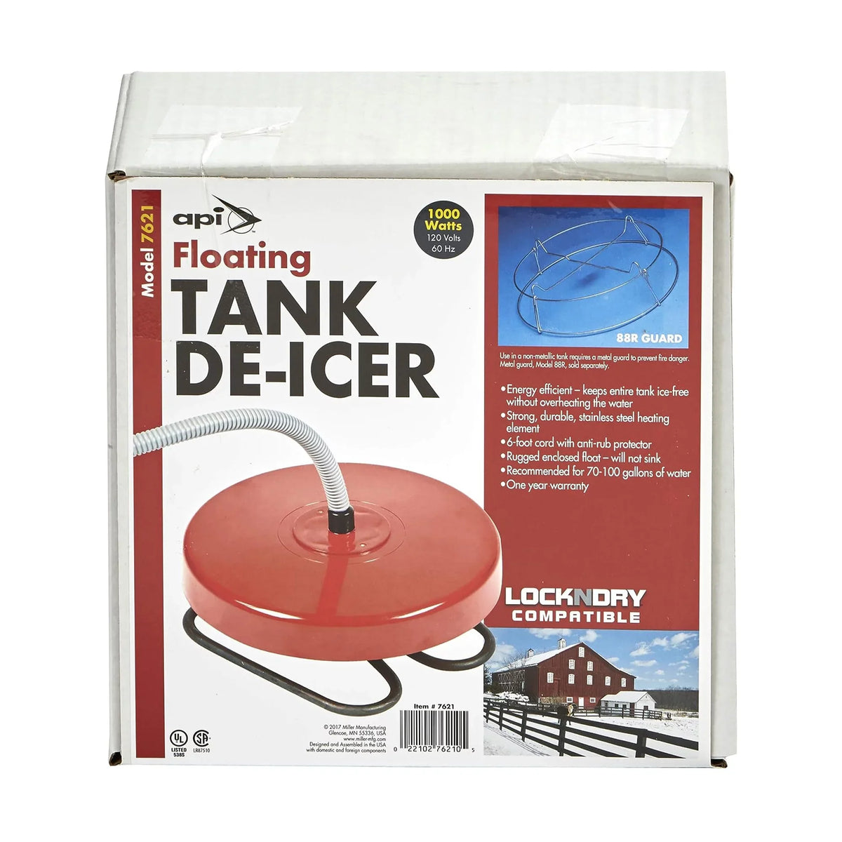 Red Heater, Deicer Stock Winter Floating API 1000 Watt & Thermostatic Tank