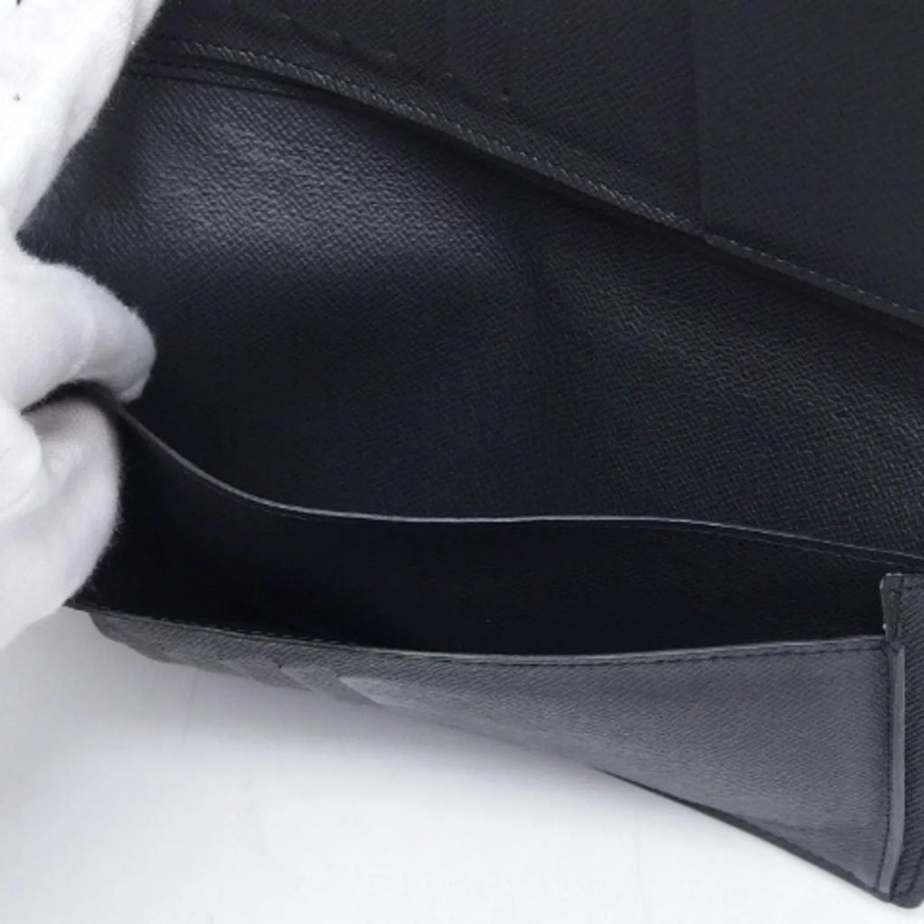 Wallet Black Louis Pre-Owned Billfold Taiga Vuitton (Good) Long Bifold
