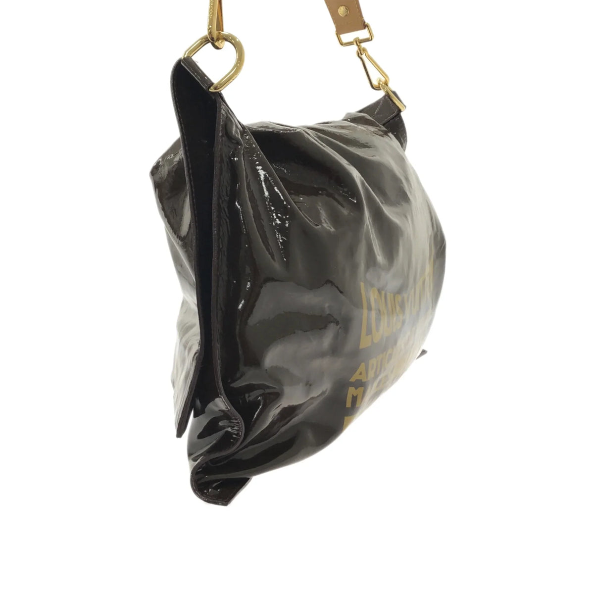 Leather Bag Authenticated Brown Louis Besace Vuitton Unisex WeekenderBag Patent Travel Bag Pre-Owned Raindrop