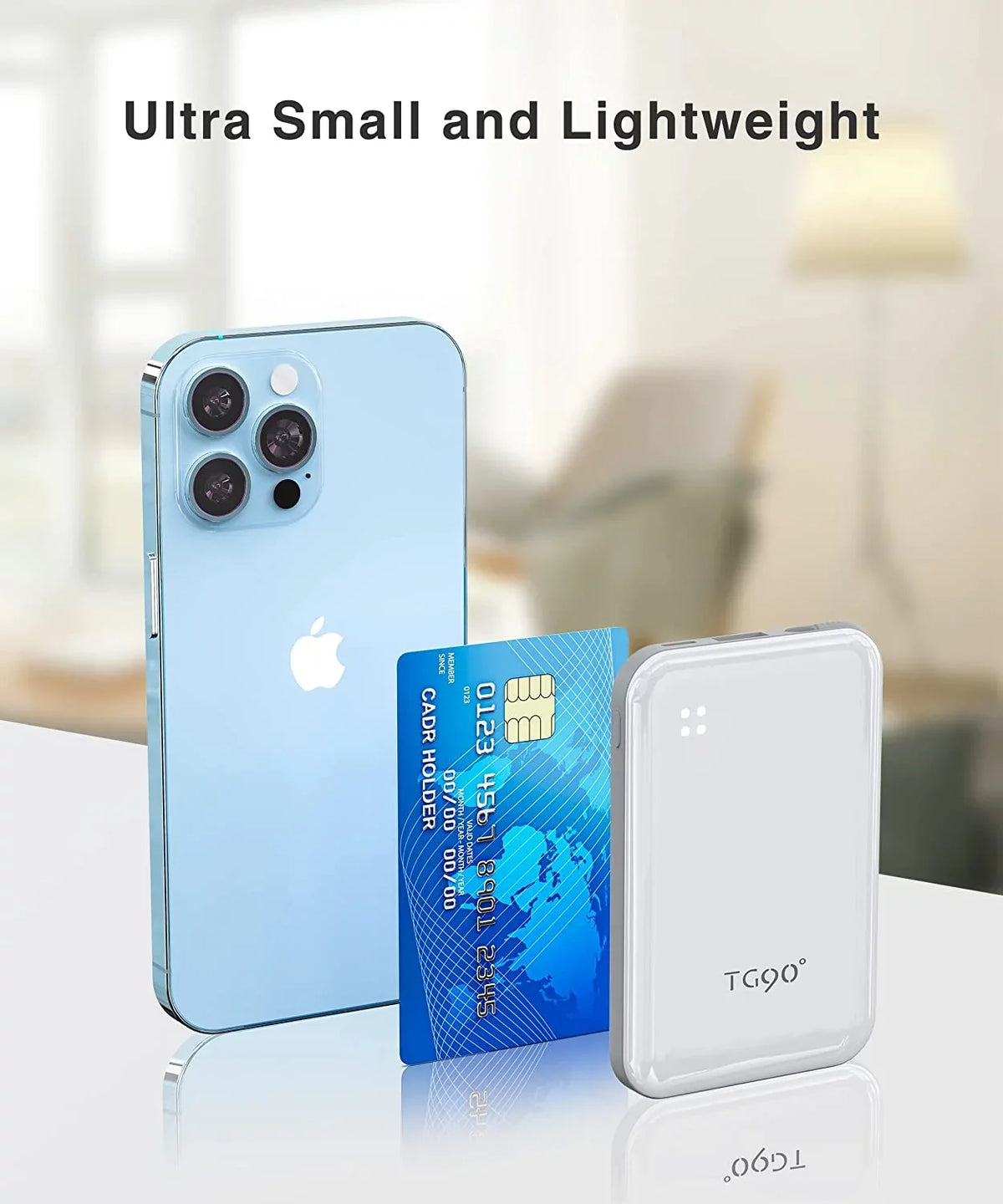 White with Charger Phone Pro Cell Pro Portable TG90 Built-in Small More Portable Power Bank Pro Compatible Max/11/11 Max/12/12 4500mah Max/X/XS/8/7/6/SE 13/13 iPhone Mini and Cable, Charger with