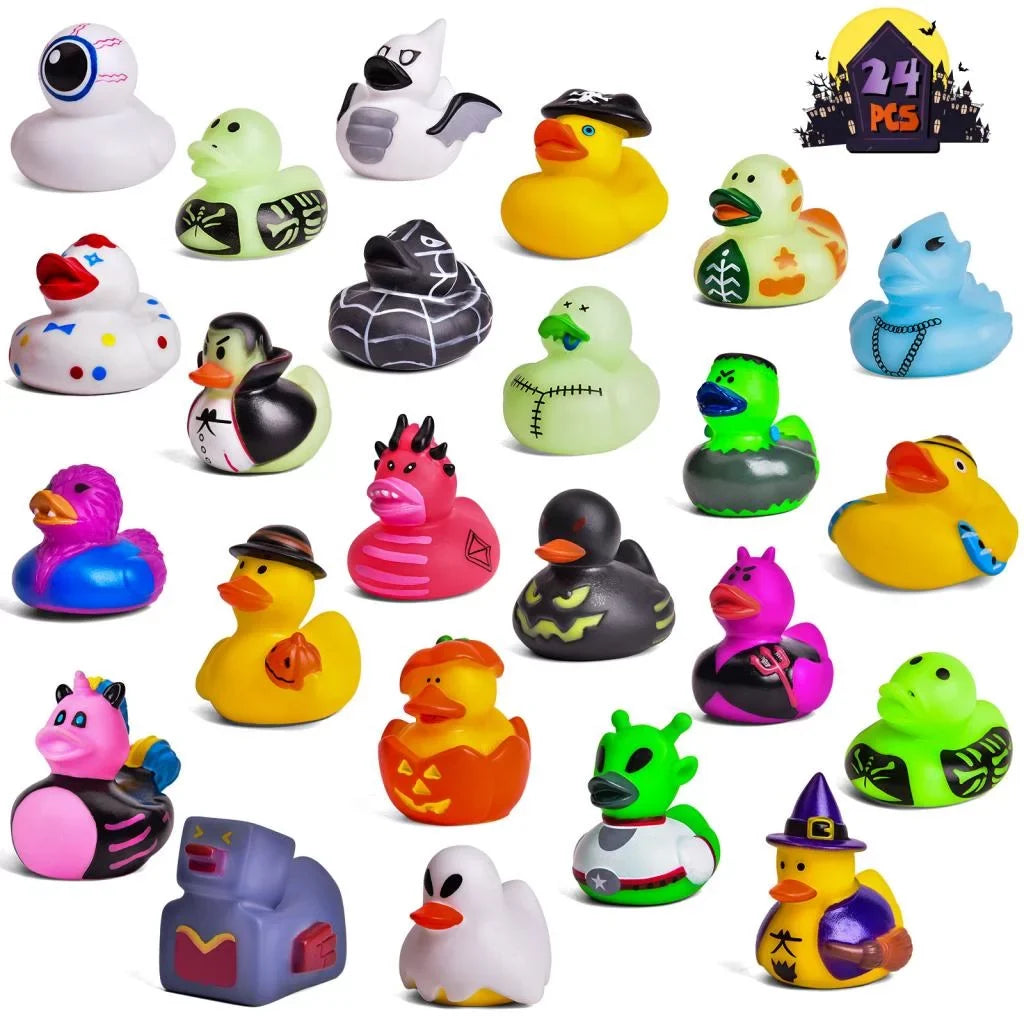 Pcs Baby Showers,Halloween Decor for or Ducks,Rubber Trick Toys Bath Treat,Halloween Toys Little Favors Halloween 24 Rubber Fun Ducks Party