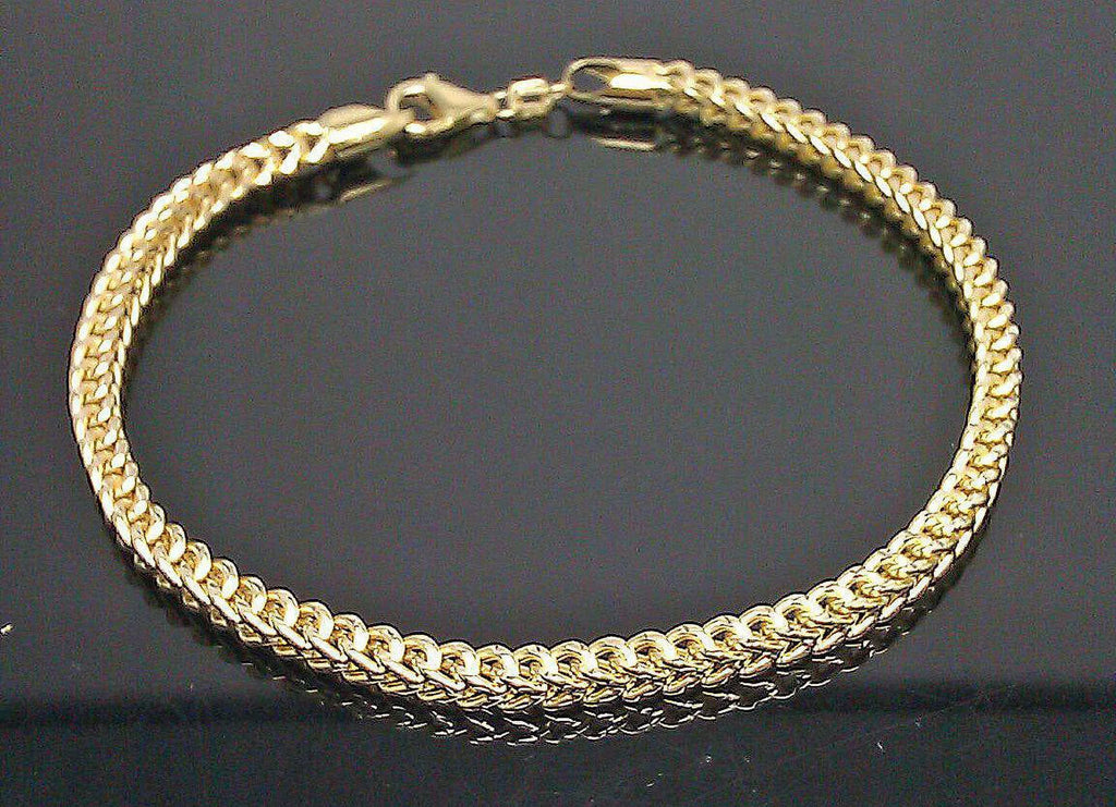 Yellow Inch 10k Gold 3.5mm,Rope,Cuban, Real Franco Bracelet Ladies 8" Women Gift