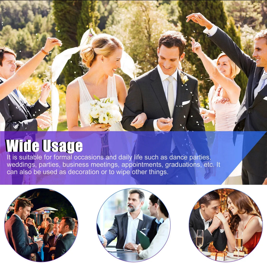 Silk Square Party Dot Handkerchief 8PCS Fashion Pocket Men Wedding Floral Hanky