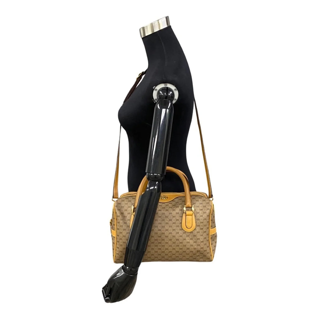 Boston Shoulder 574-5 2way Camel Gucci Pre-Owned Vintage GUCCI Mini Bag Old Micro Leather GG (Good) Handbag