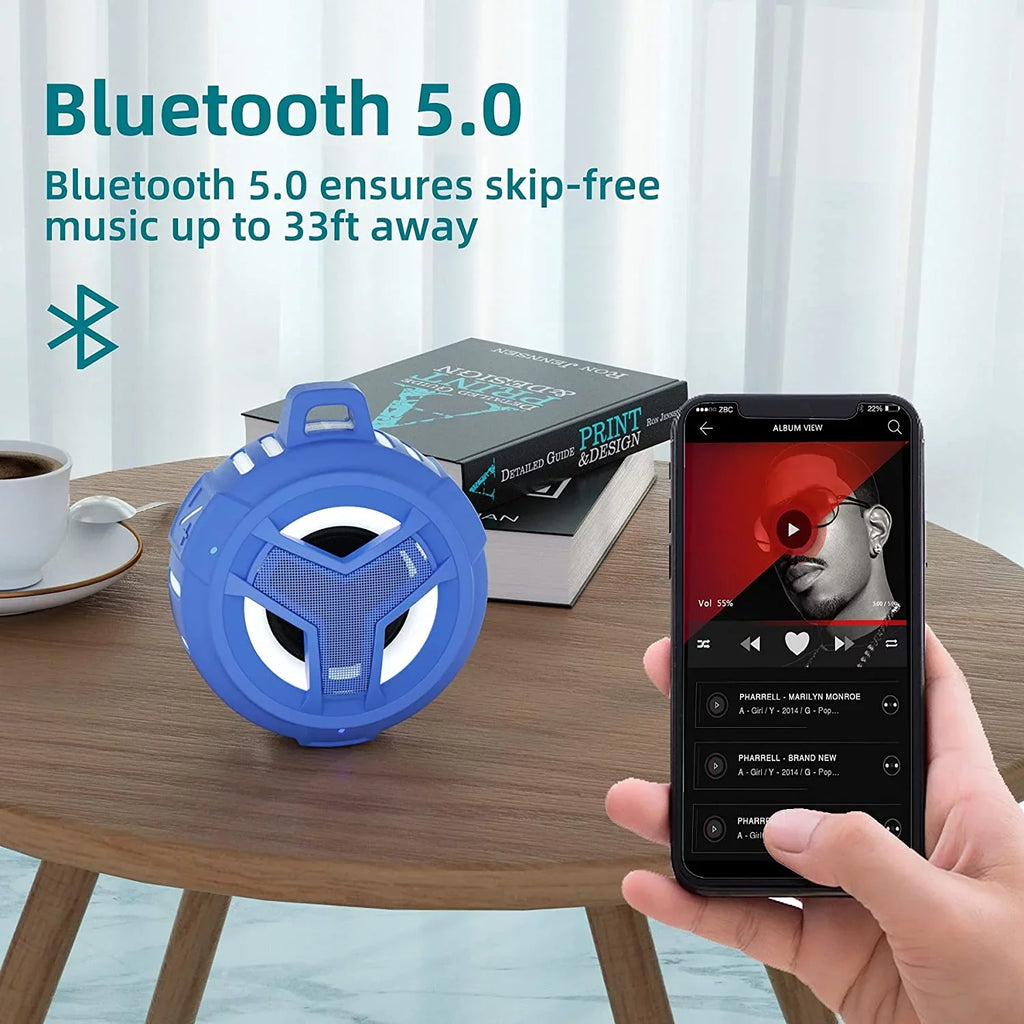 '- Speakers, Bluetooth Light with Speaker, Portable Floating Wireless Pool, Hiking, Small Kayak for Playtime Men, Waterproof for Gifts EBODA Blue 24H Beach, Shower Light Boys Accessories, IPX7