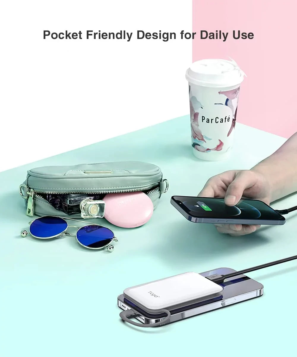 White with Charger Phone Pro Cell Pro Portable TG90 Built-in Small More Portable Power Bank Pro Compatible Max/11/11 Max/12/12 4500mah Max/X/XS/8/7/6/SE 13/13 iPhone Mini and Cable, Charger with