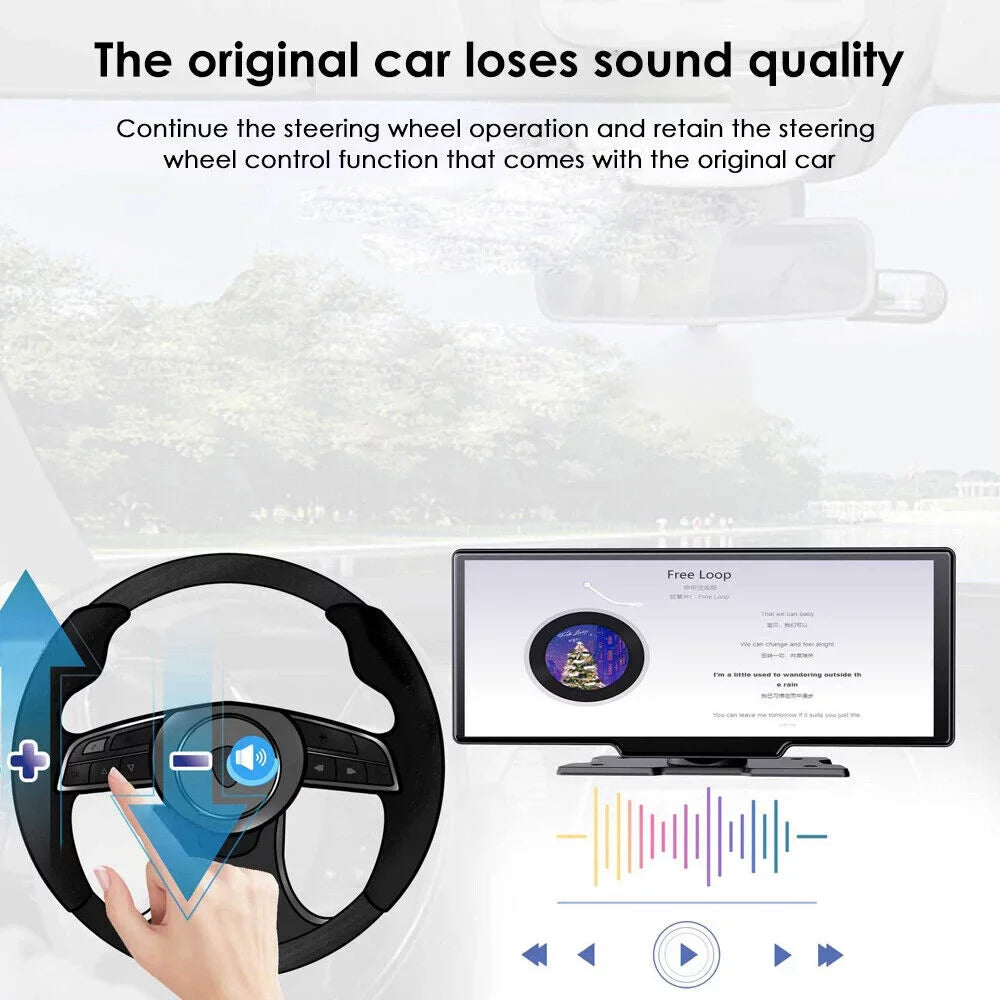 Cam JLLOM Touch USA 10.26inch 2K Android Screen Auto Dash Car Wireless CarPlay 1080P