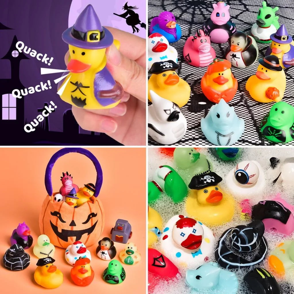 Pcs Baby Showers,Halloween Decor for or Ducks,Rubber Trick Toys Bath Treat,Halloween Toys Little Favors Halloween 24 Rubber Fun Ducks Party