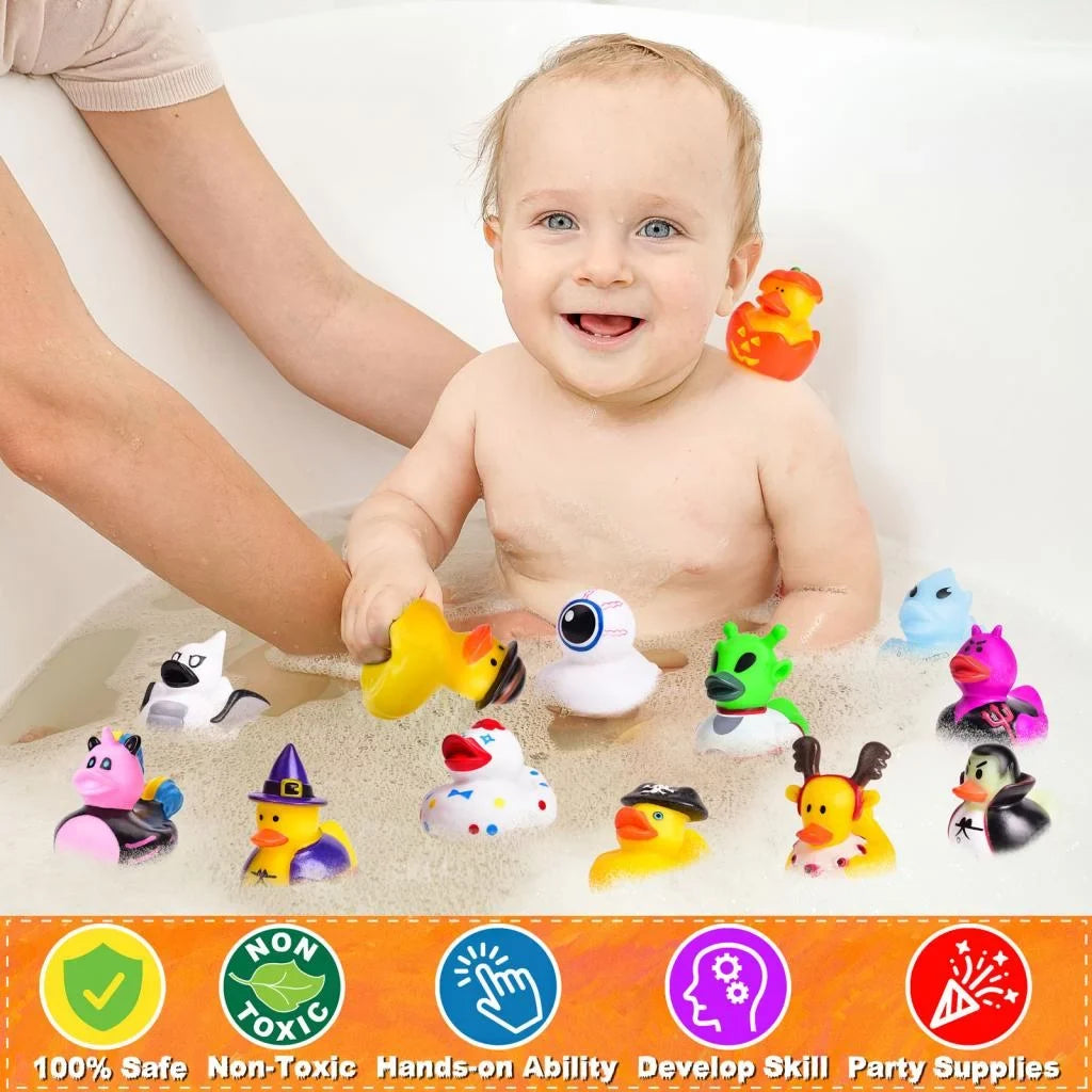 Pcs Baby Showers,Halloween Decor for or Ducks,Rubber Trick Toys Bath Treat,Halloween Toys Little Favors Halloween 24 Rubber Fun Ducks Party
