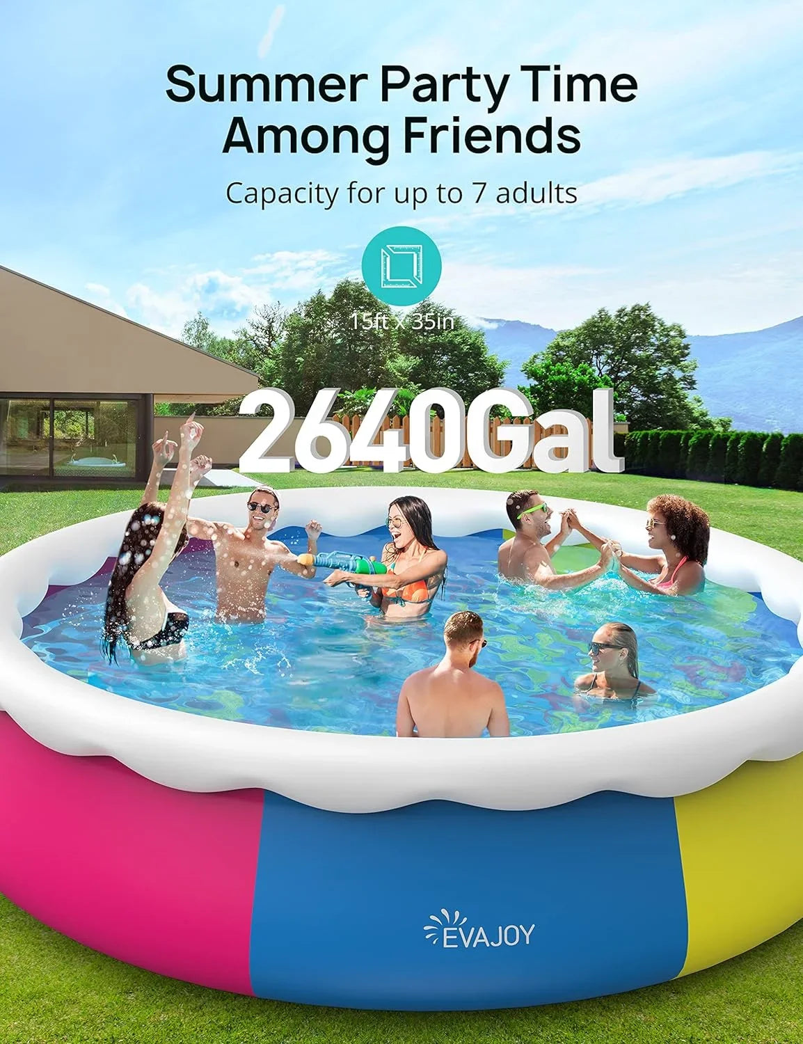 Track Cover, *35in Ground Pump, and Pool 7 Include Cloth Swimming Filter Inflatable Blue 15ft
