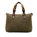 Green Braided Pre-Owned Fendi (Good) Zucchino Authenticated Tote Fabric Bag Tote Roll Unisex Canvas