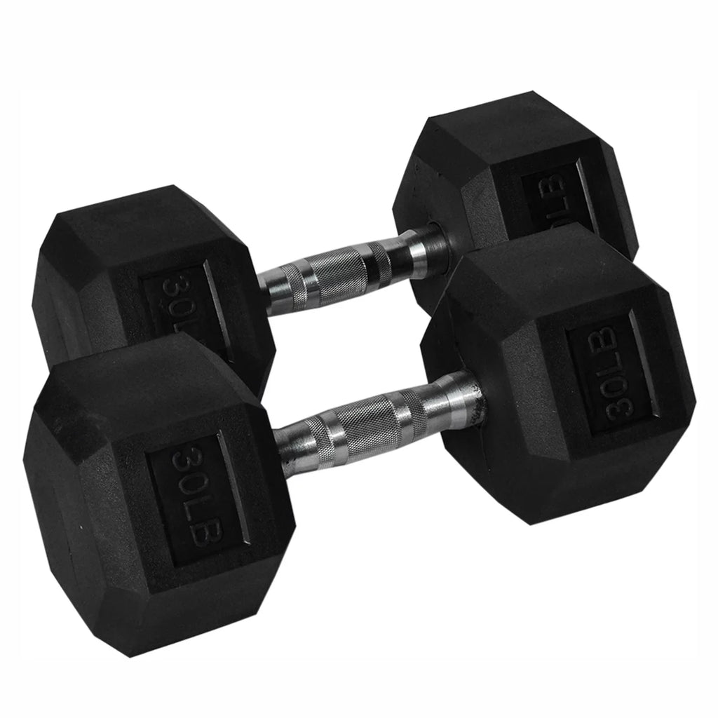Barbell Dumbbell Pair Rubber 1 Dumbbell Heavy Handles 1 Metal of ATIXEL with Hex of Set
