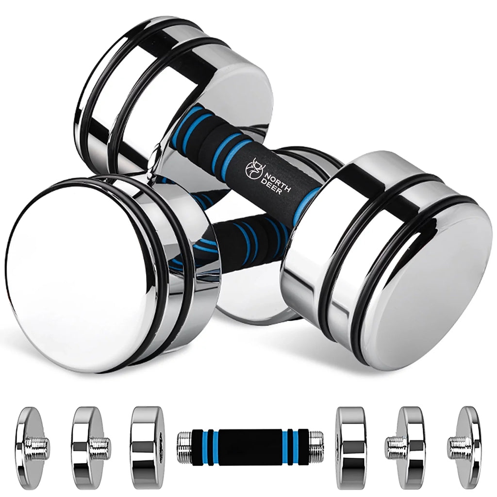 Set Northdeer Handle, 5lb Silver for 15lb 20lb 50lb Weights Gym Steel with Lifting Fitness 30lb Dumbbells 10lb Pair Foam Adjustable Weight
