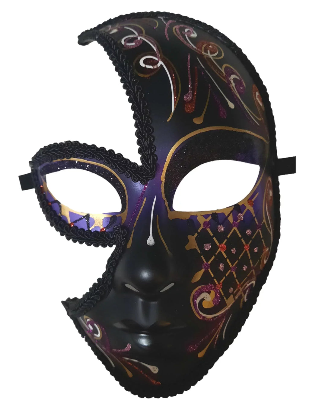 Masquerade Black Out Fancy Mask Full Red Cut