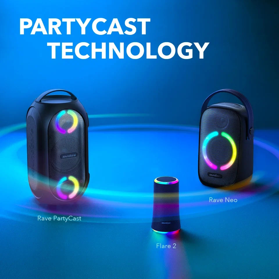 PartyCast 18-Hour | A3390Z12 80W Soundcore Waterproof Anker- | IPX7 | | Rave Portable by Speaker Playtime Black |