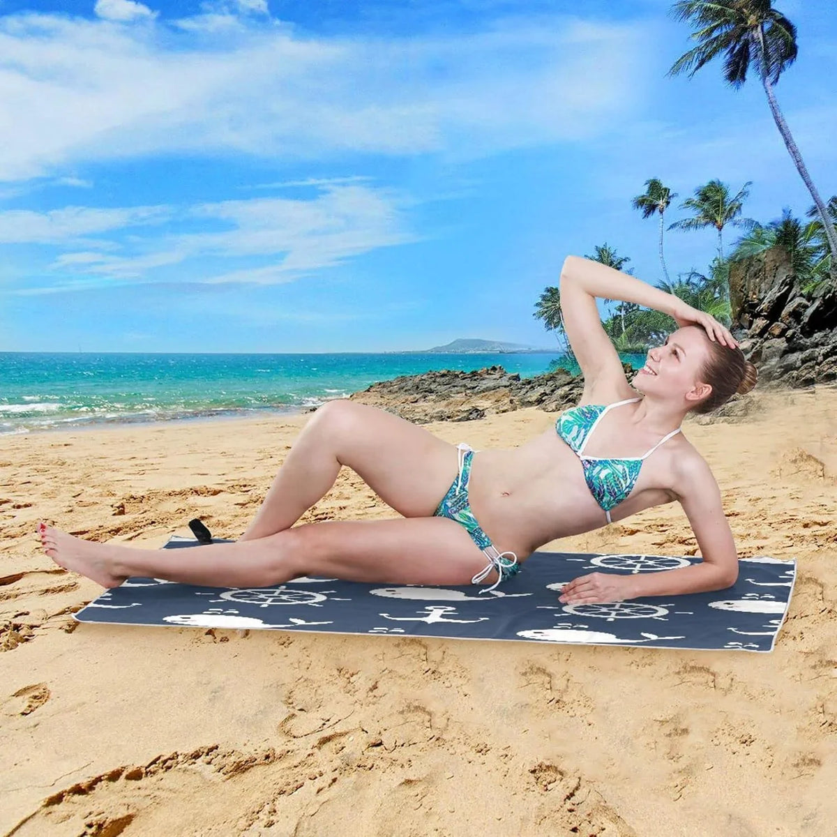 Lightweight Anchor （429） Quick Towel Travel Bestwell - Retro Camping Absorbent Holiday - Swimming for Whale Towel Cartoon Towels Dry Oversized Compact Beach Super