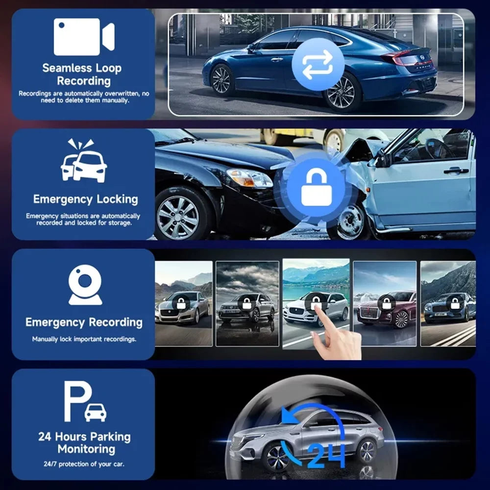 Cam Car Monitor Android Carplay Mirror Dash Video camera Dashboard Front DVRS,No GPS Masslatie Navigation Auto DVR Inch & 10.26