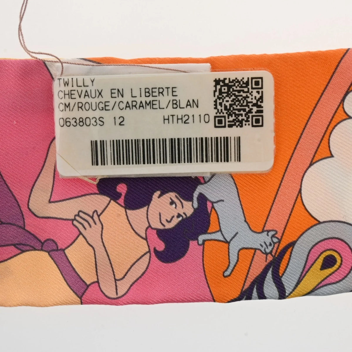 Volants HERMES New) Scarf Women's Pre-Owned Silk Twilly - (Like Carres Orange/Rose/Mauve 100% Muffler