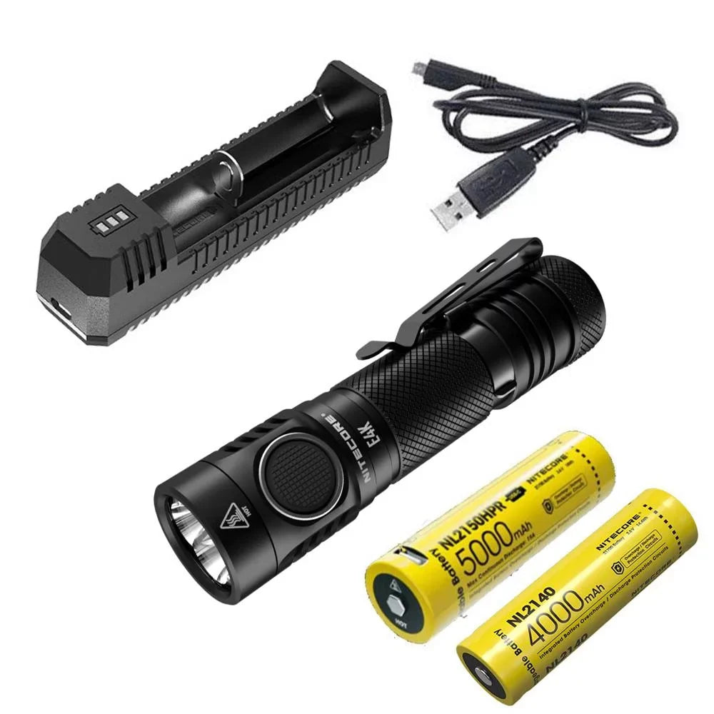 Flashlight NL2150HPR Combo: and USB Cord Batteries - generation Charger Next Eco-Sensa +UI1 NITECORE E4K and w/NL2140 4400Lm USB
