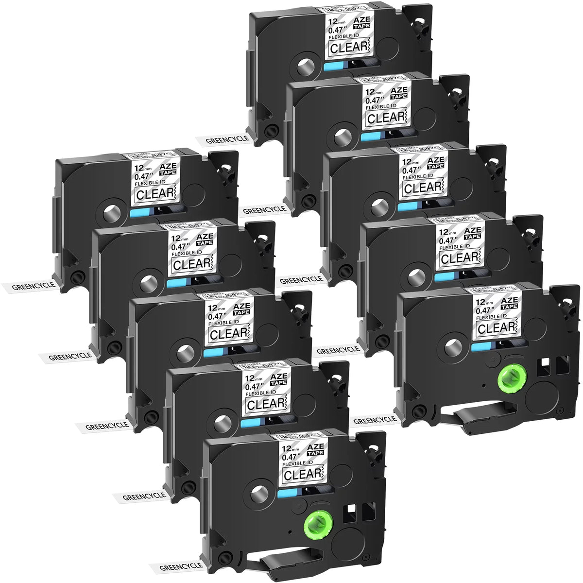Label Black GREENCYCLE 12mm Brother x TZe-FX131 Compatible for 8m ID TZ-131 Tape Wire TZe-131 Flexible on TZe TZ P-touch Cable Clear TZ-FX131 10PK