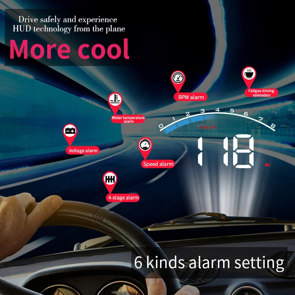 3.5" Car Display Tachometer Head HUD Projector Truck Display LED Temperature/Voltage RV II Speed/Water Carevas ODB Universal Up SUV M6S Speedometer Auto