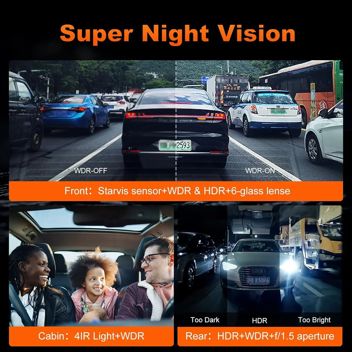 GPS 64GB Cam Mode 5K 3 Car Dash WiFi Inside with Front Camera Card R39 IPS VVCAR Dashboard Parking Recorder Rear 3.99" Channel