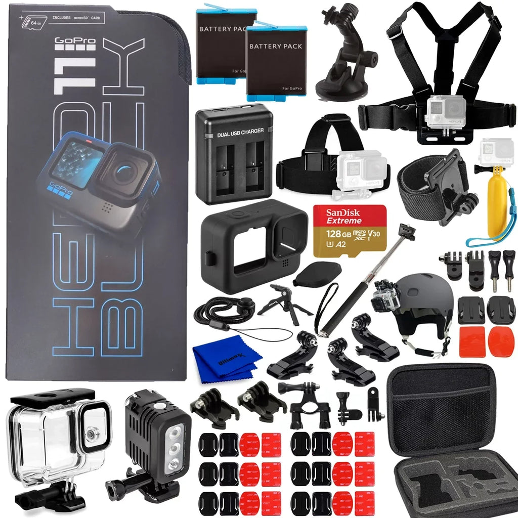 Accessory 20PC Waterproof 5K Camcorder - Bundle 128GB HERO GoPro 11 Black