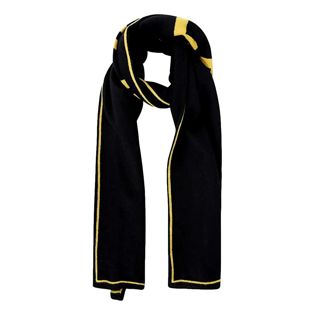 Scarf Black Roma Cashmere Logo Knitted Yellow & FXS124 Wool Fendi