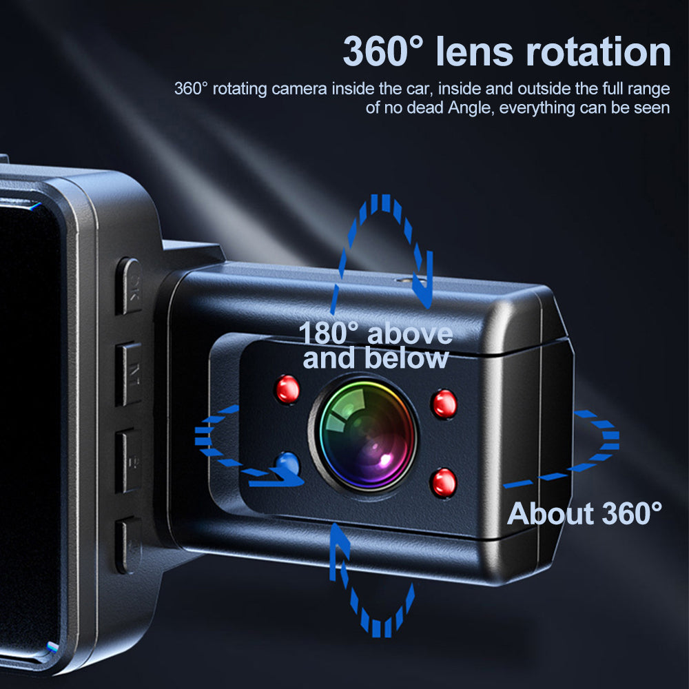Cam Virwir Front Dual Rear Cam Dash Loop Car FHD Car DVR Mode Dash and Recording 1920x1080P Vision Cam Parking Night