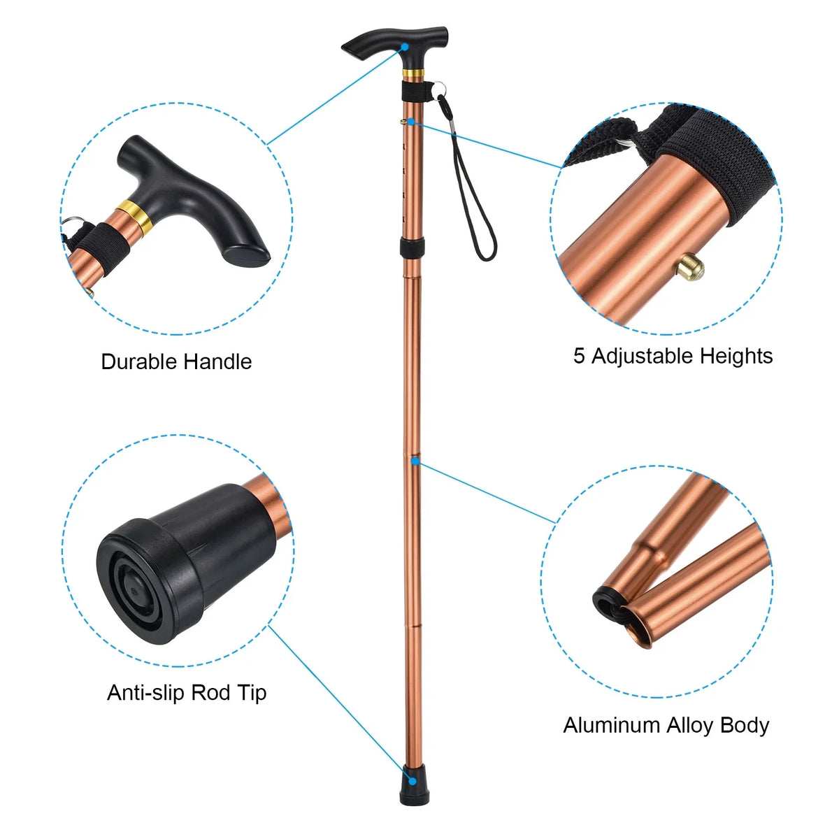 Poles Trekking 2Pack Telescopic Collapsible Hiking Alloy Pole Uxcell Brown, Aluminum