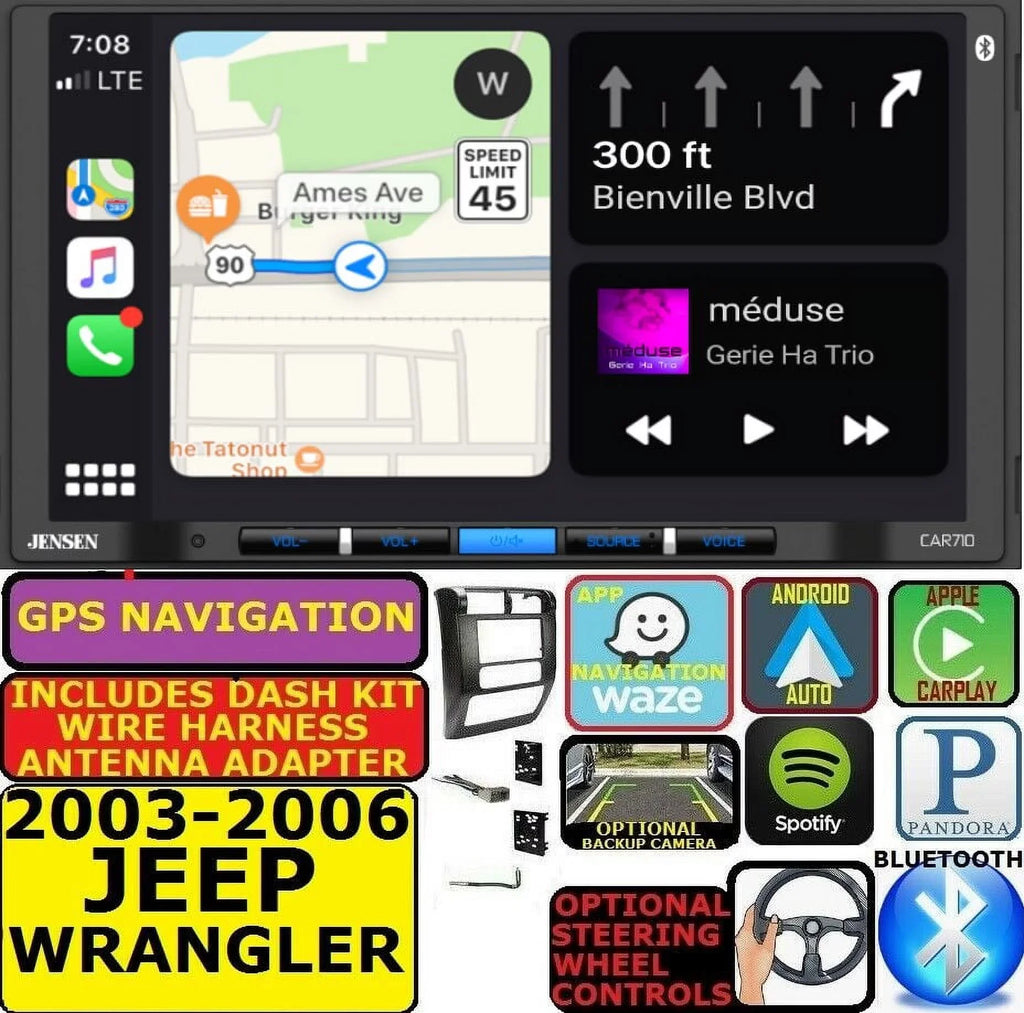 JEEP BLUETOOTH ANDROID GPS 03-06 AUTO CAR STEREO APPLE CARPLAY WRANGLER NAVIGATION RADIO