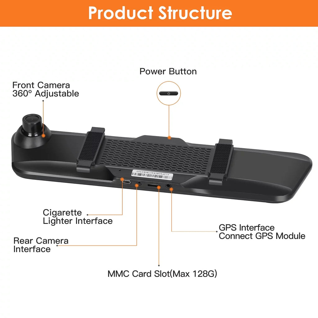 Vision, Monitor Night 170° Camera G-Sensor, 4K Dash Car Recorder Angle Cam with DVR Dual HD Parking iMounTEK Lens