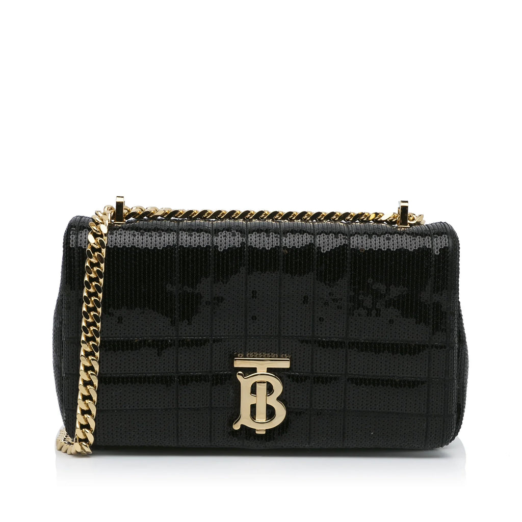 Bag Crossbody Sequin Burberry (Good) Calf Bag Leather Pre-Owned Black Unisex Authenticated Small Lola