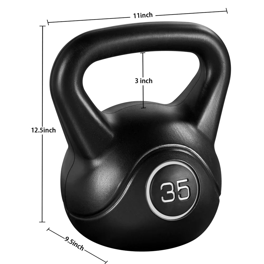 Lifting, Coated Kettlebell Black, Home Weight Gym 35lbs Bodybuilding HDPE Fitness Yaheetech for
