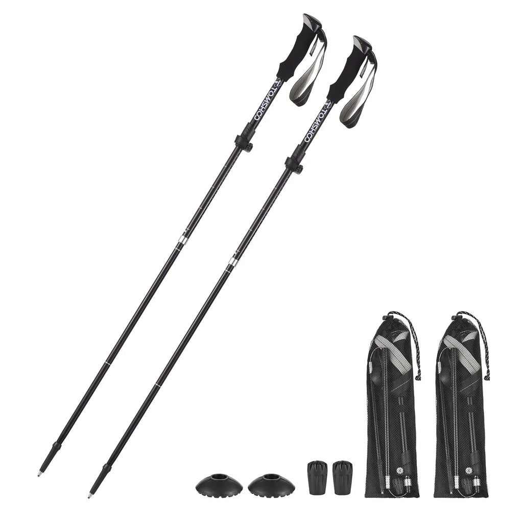 TOMSHOO Portable Hiking Backpacking Collapsible Set for and Trekking Sturdy Camping Pole Lightweight