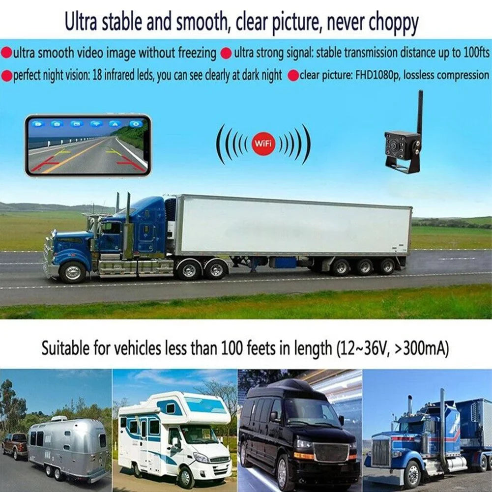 Bus shockproof Reversing RV View Rear Trailer WIFI Camper Wireless Camera Truck