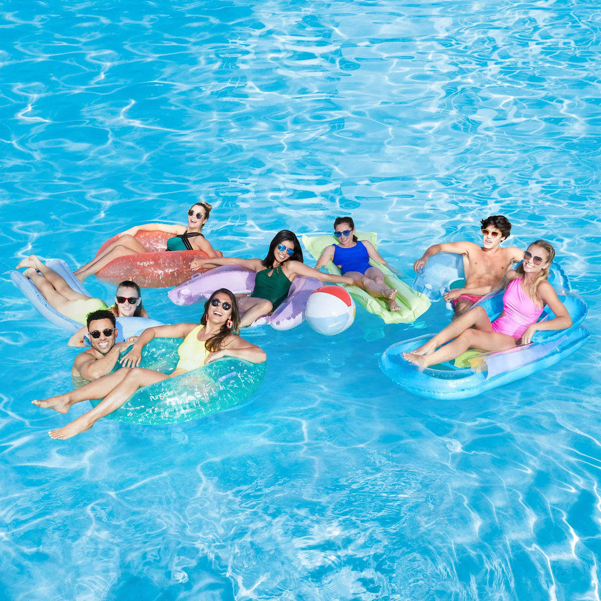 Colors Funsicle Pool Toy Tubes Pack, Vary, Lounges, Pack Adults & Party Floats, 8 &