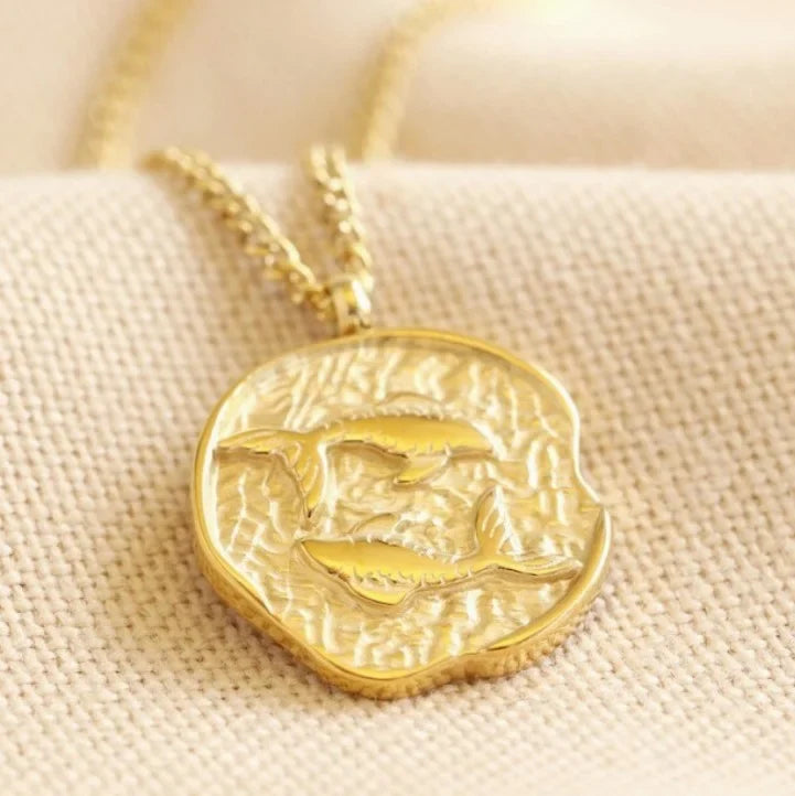 Women, Pisces Gold | Birthday Steel Gift Boutique Teens for Necklace Pendant Horoscope, Stainless Box Zodiac Inc Blue