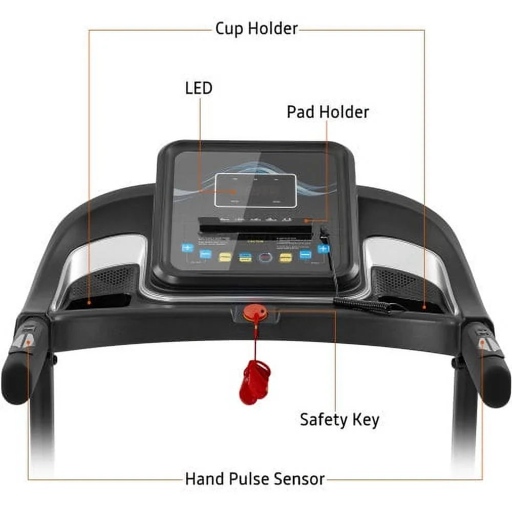 Compact Incline Folding Motorized Jogging Large and with Easy Running Audio Speakers Treadmill LCD Machine Adjuster display