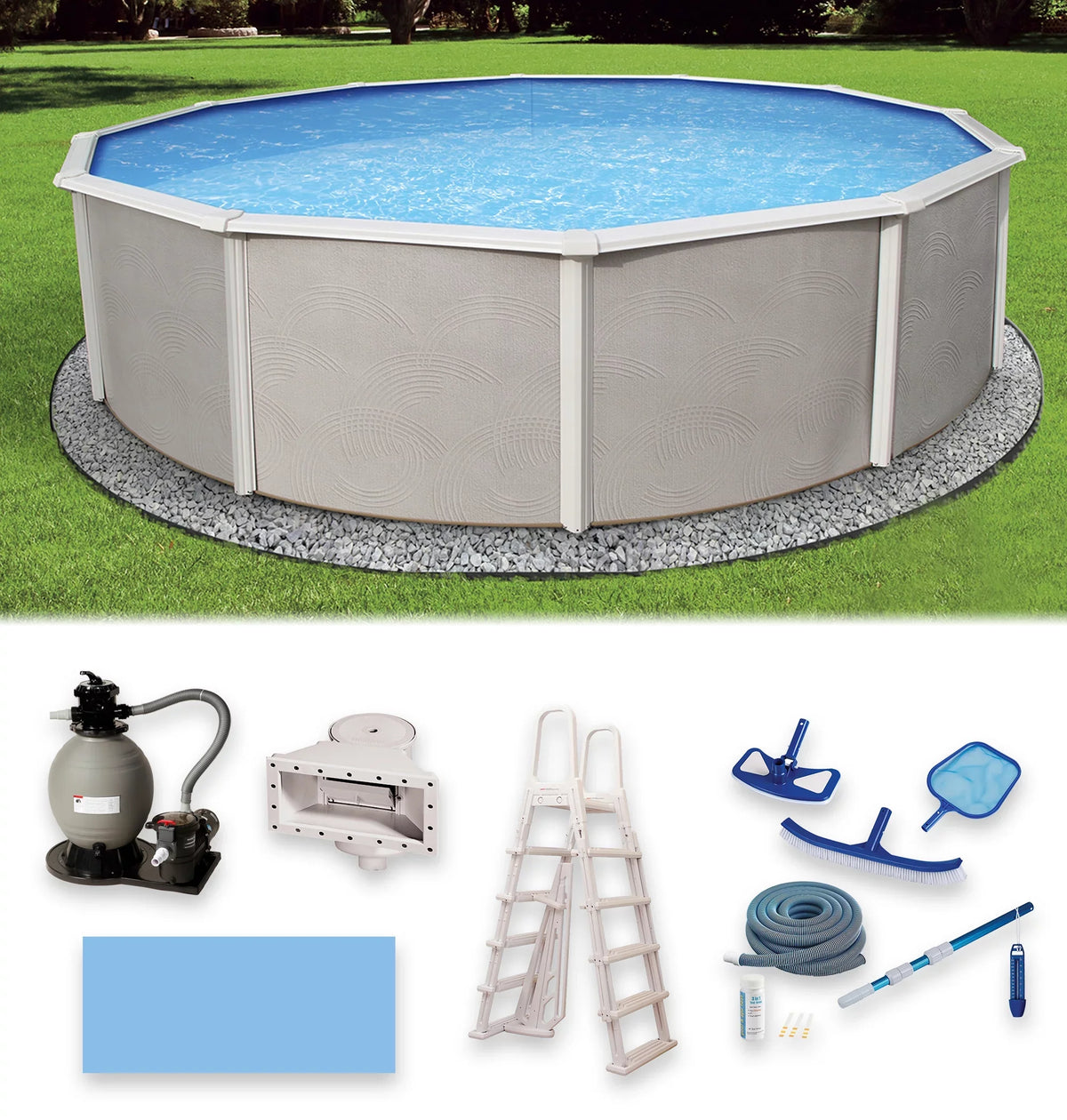 Swimming Wall 52-in Belize Deep Round Package Top Metal 27-ft Rail Pool 6-in