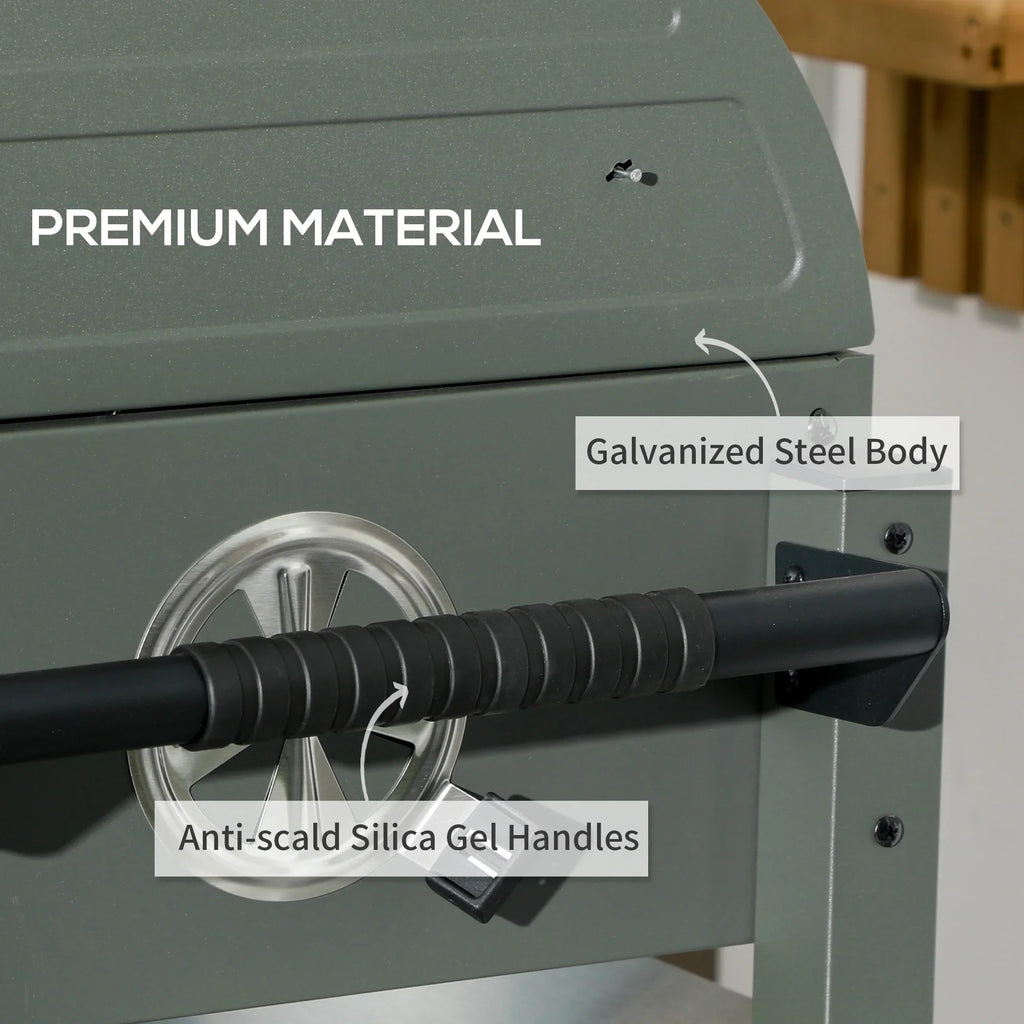 Barbecue, Tabletop Charcoal Green Outsunny Grill Lid, with BBQ Small